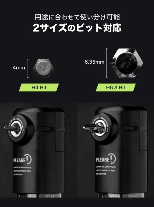 2サイズのビット対応