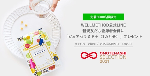 WELLMETHOD(R)公式LINE・新規友だち登録で、 先着3,000名様にセラミド含有サプリメント (1ヵ月分)をプレゼント！