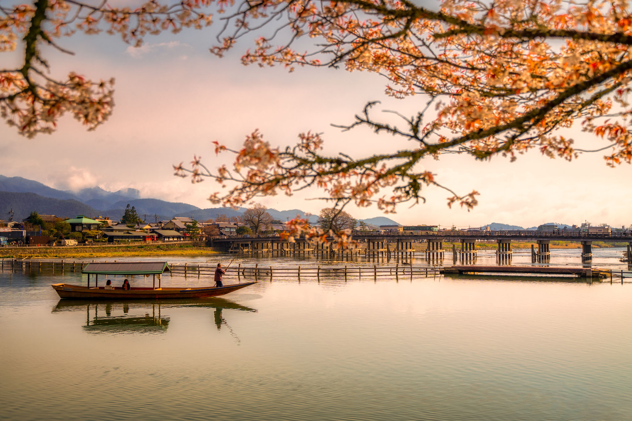 星のや京都】夕焼けに染まる桜を愛でる平安貴族のような舟遊び「夕桜