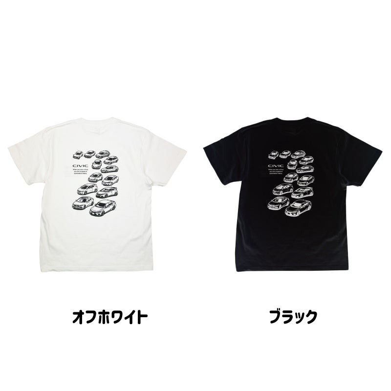 2401HD41-07 シビック Honda CIVIC HISTORY Tシャツ