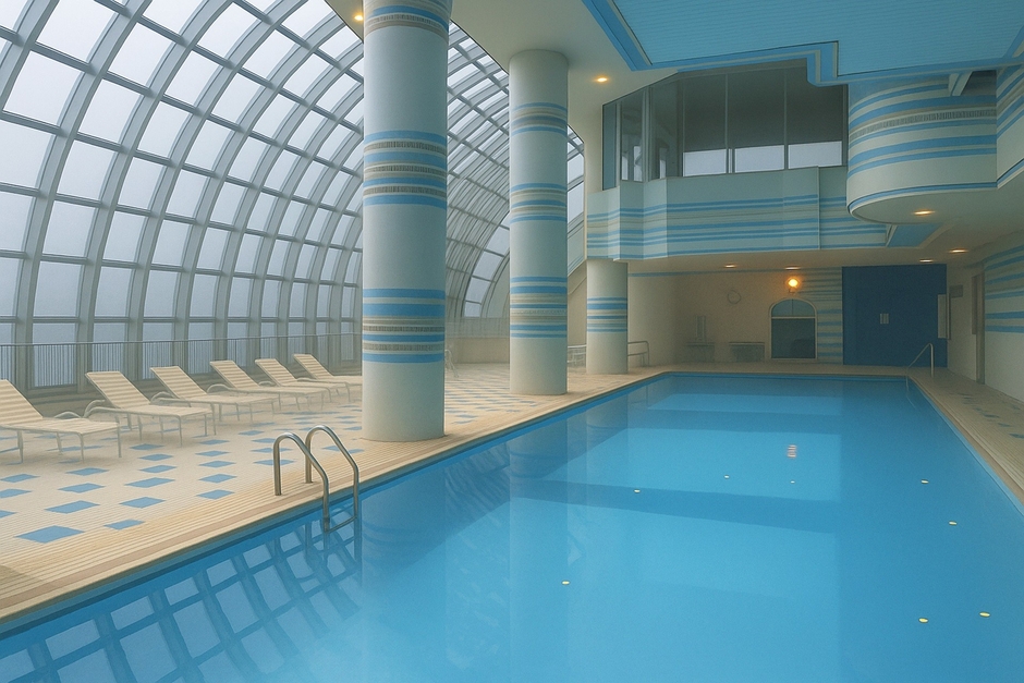 <プール(夏季限定)> 天候を気にせず楽しめる屋内プールを完備。