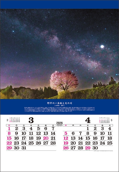 奇跡の絶景-開運を招く風景- 3-4月 野平の一本桜と天の川(長野)