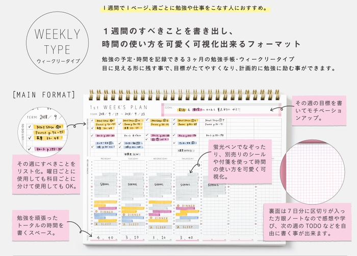 スタディプランナー 新商品 ウィークリータイプ