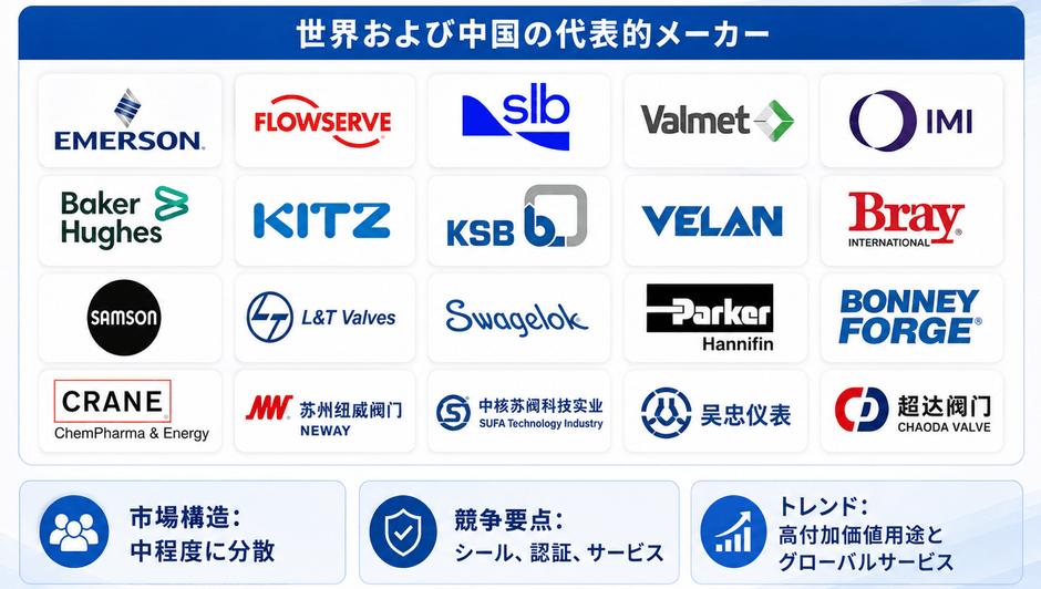 図. 世界ローエミッションバルブ主要メーカー