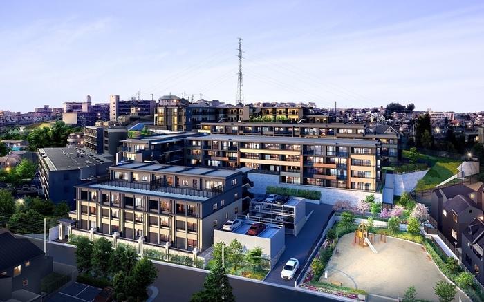 ヴェレーナグラン菊名の杜　提供公園と外観完成予想CG