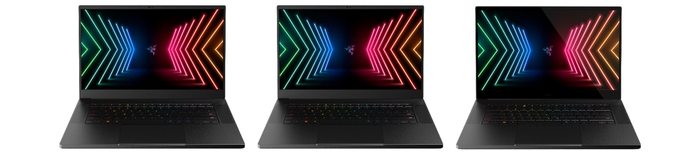 (Blade 15 Advanced Model 左から:QHDディスプレイ、フルHDディスプレイ、4Kディスプレイ)