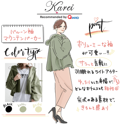 KAREI バルーン袖マウンテンパーカー グラフィックレコード