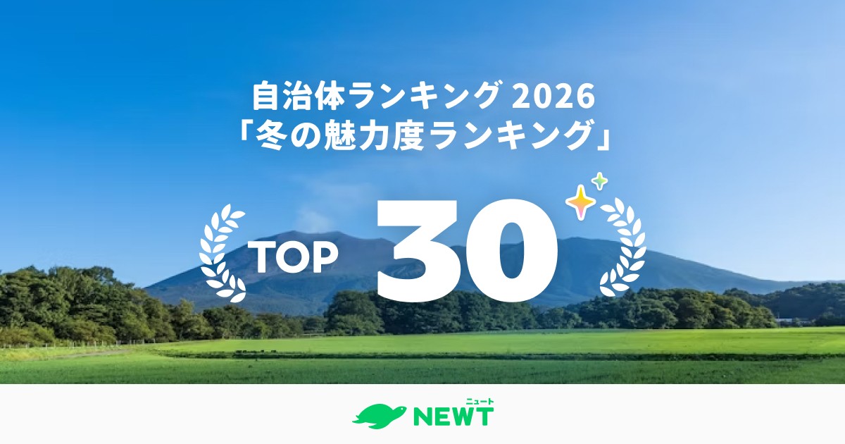 旅行アプリ『NEWT（ニュート）』、全国1,741自治体から選出！冬の魅力度を徹底比較、注目の自治体ランキングTOP30