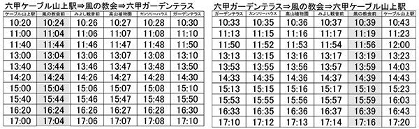 六甲山上バス（風の教会回り） 時刻表・運賃表