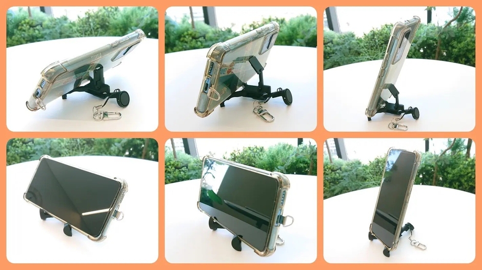 スタンド仕様状態（横置き2段階の角度、縦置き）