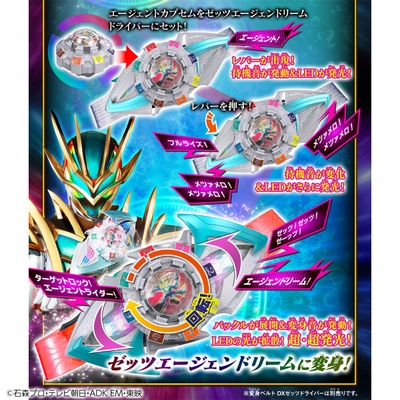 DXエージェントカプセム スペシャルセット(仮面ライダーゼッツエージェンドリームへの変身なりきり遊び イメージ)