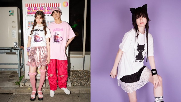 左)Tシャツ 7&#44;920円 右)Tシャツ 6&#44;930円 バブーシュカ 7&#44;700円 スカート 19&#44;800円(全て税込み)