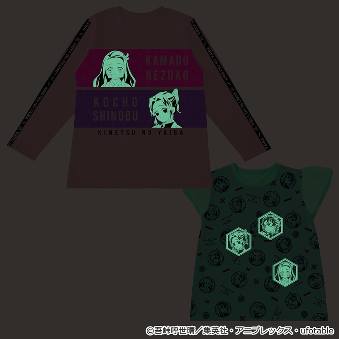 光る!2TOPSパジャマ(女児)_1(蓄光イメージ)