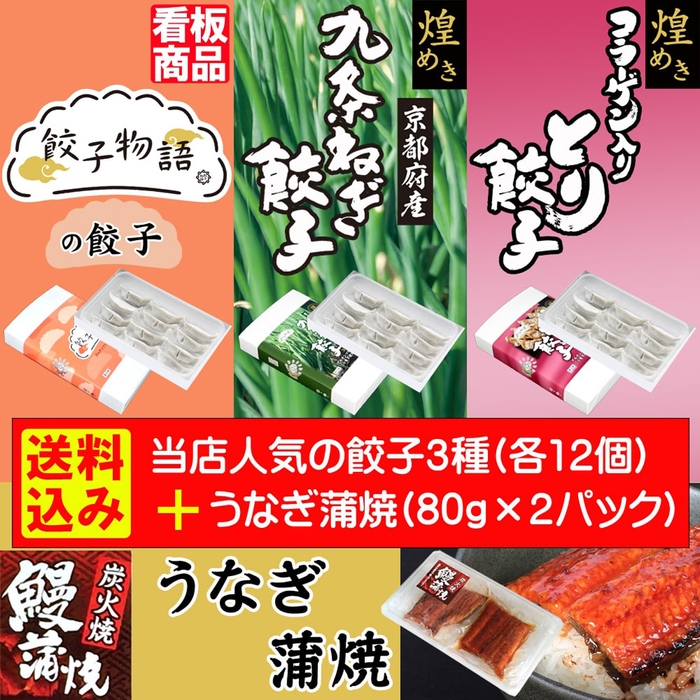 冷凍生餃子と冷凍うなぎのセット