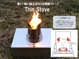 気軽に持ち運べる軽量2次燃焼ストーブ「Thin Stove」登場！ キャンプ・サイクリング・トレッキングなど様々な場面で活躍