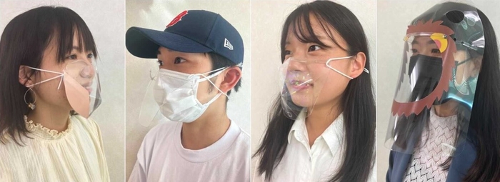 学生が考案したフェイスシールド着用例