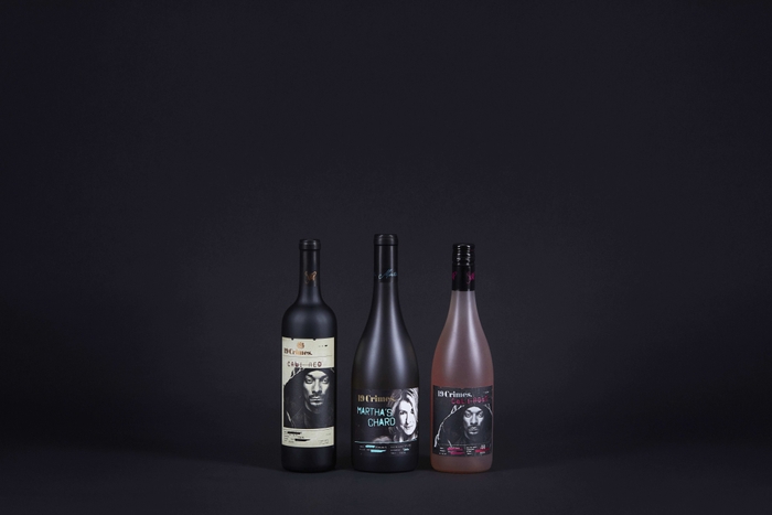 右から19 Crimes Cali Red, 19 Crimes Martha's Chard, 19 Crimes Cali Rose