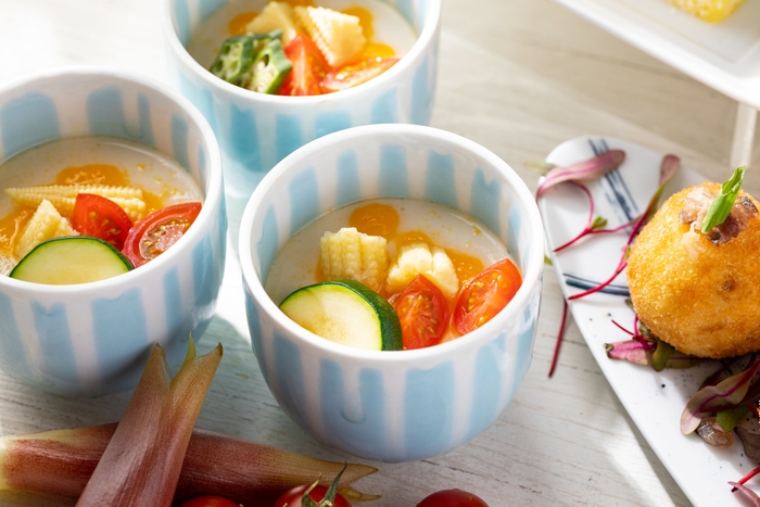 夏野菜と手作り豆腐 根府川柑橘ジュレ