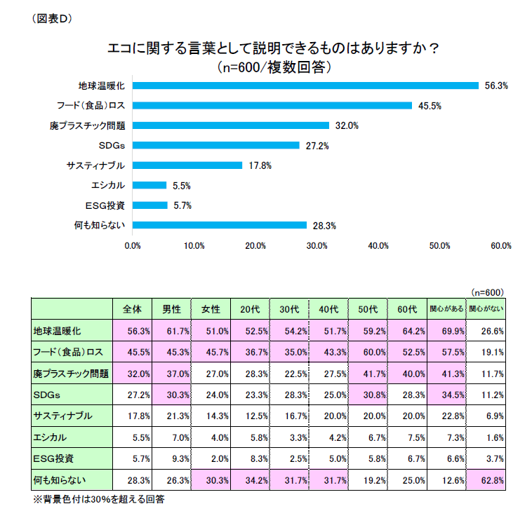 図D エコに関する言葉として説明できるものはありますか
