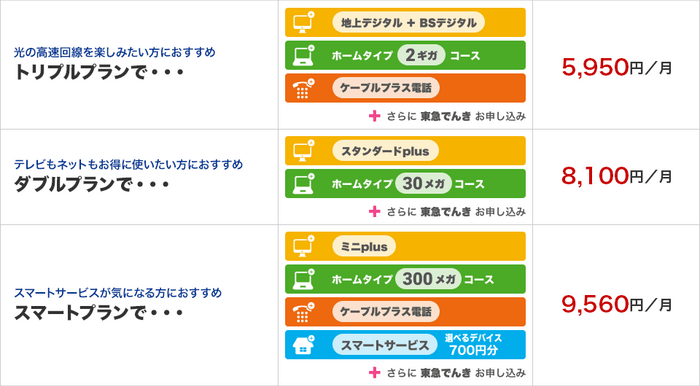 お得パック戸建ておすすめプラン(一例)