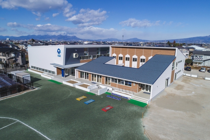 空から見たフェリーチェ玉村国際小学校