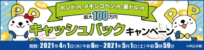 ＦＸプライムｂｙＧＭＯ、【最大100万円】のポンド/円、 メキシコペソ/円、豪ドル/円キャッシュバックキャンペーンを実施！