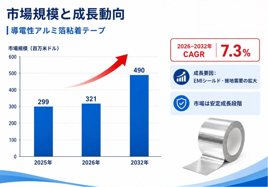 導電性アルミ箔粘着テープ市場規模(百万米ドル)