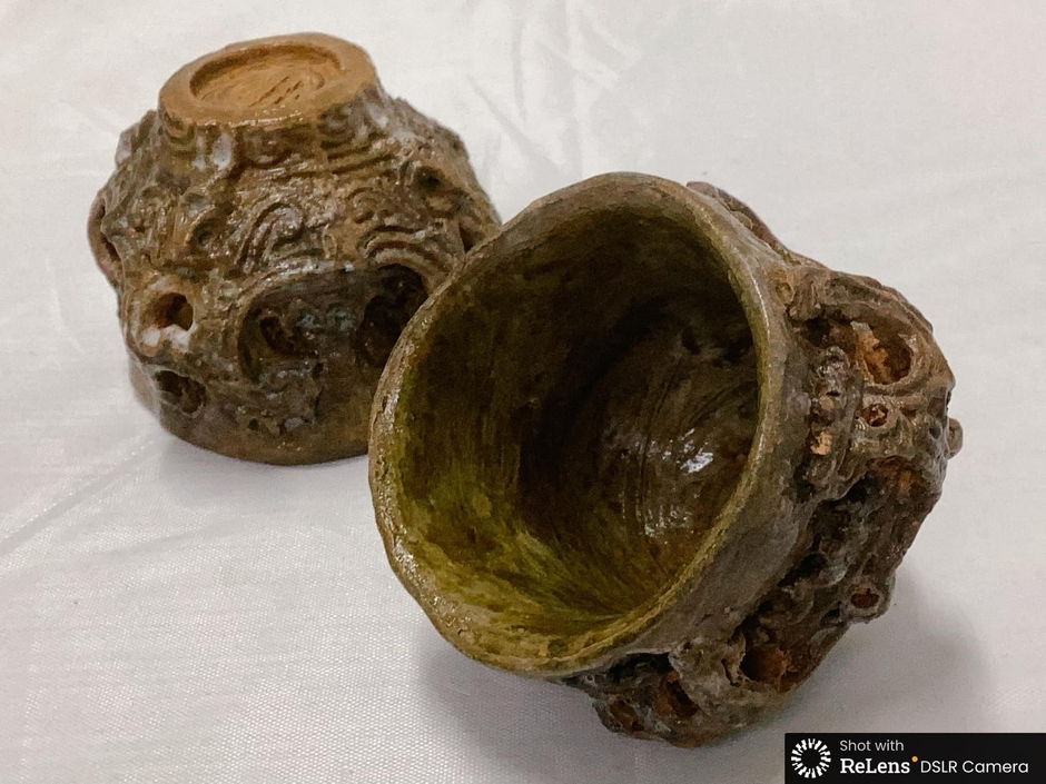 縄文火焔型土器型　夫婦湯呑み