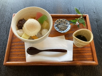 自由が丘にある和風カフェにて京都宇治茶などを使った 抹茶クリームあんみつ提供開始