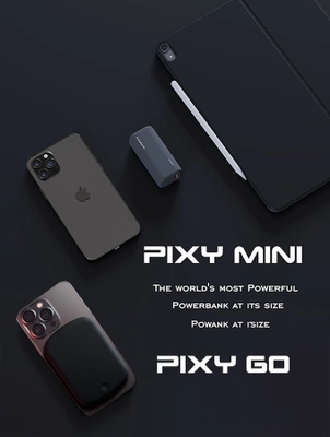 ＼限定40％OFF／98gの超軽量＆パワフル急速充電！ ストレスフリーなモバイルバッテリー 『PIXY MINI ＆ PIXY GO』12月24日 CAMPFIREで販売開始