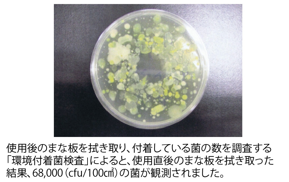 使用直後のまな板をふき取った結果