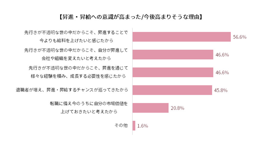 昇進・昇給への意識が高まった／今後高まりそうな理由