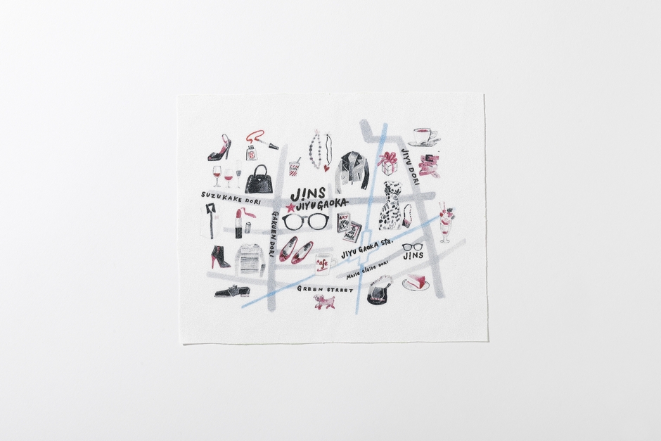 JINS自由が丘店のMAPをかわいくおしゃれなイラストで表現したセリート