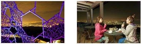 【左】自然体感展望台 六甲枝垂れ 【右】六甲ガーデンテラス(グラニットカフェ)