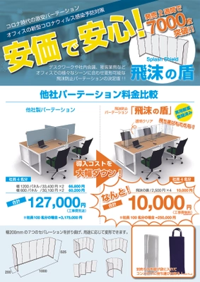 フレキシブルに使える新型コロナ対策 飛沫防止パーテーション　 『飛沫の盾』を9月上旬から再販開始！