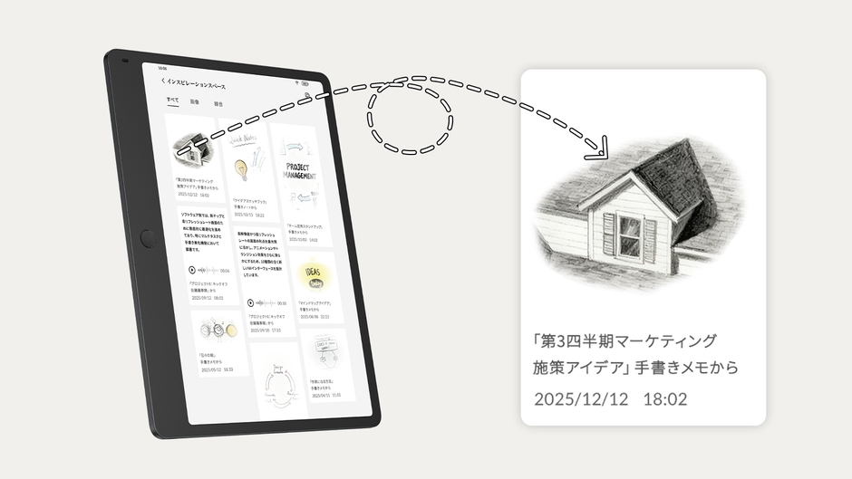 ひらめきを瞬時にストック「インスピレーションスペース」