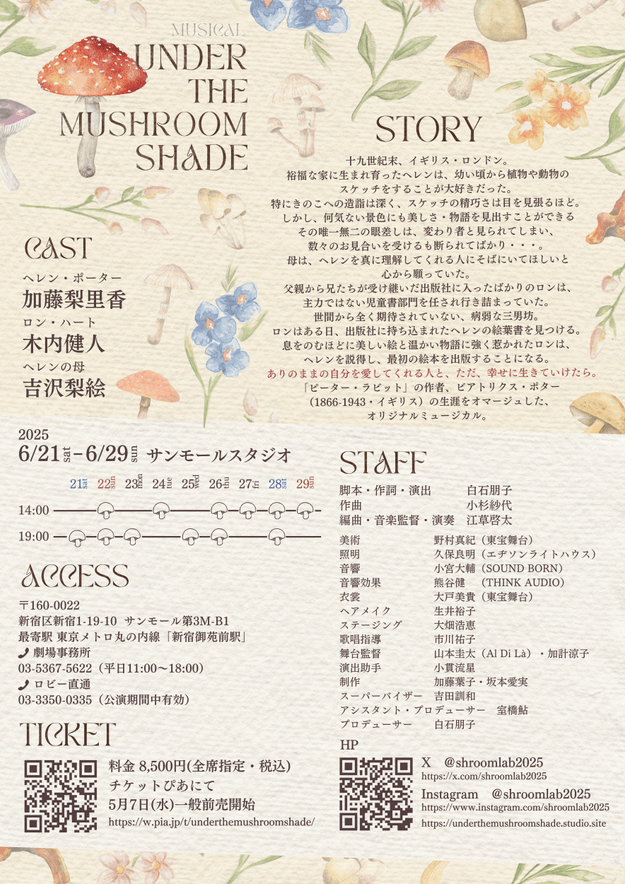 ミュージカル『Under The Mushroom Shade』フライヤー(裏)