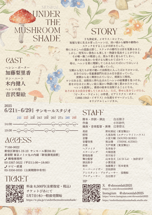 ミュージカル『Under The Mushroom Shade』フライヤー(裏)
