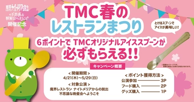 シールを集めるとオリジナルスプーンがかならずもらえる！ 「TMC 春のレストランまつり」