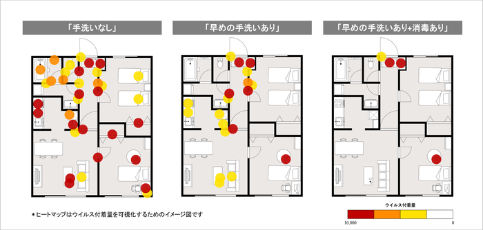 ウイルス付着量ヒートマップ