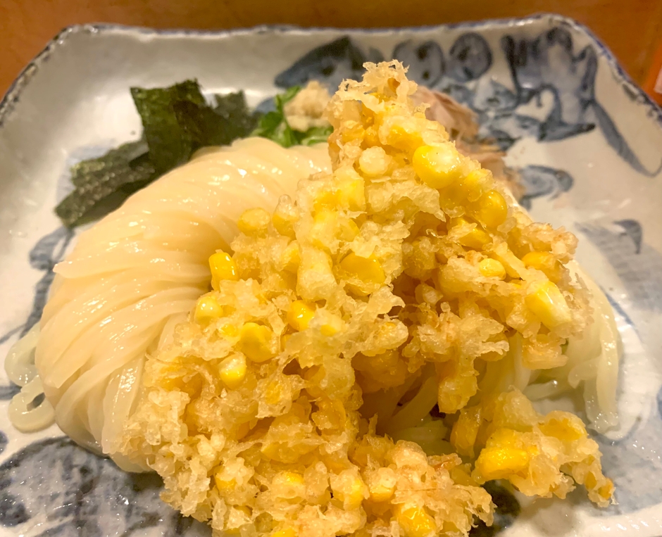 とうもろこしのかき揚げぶっかけうどん(冷)