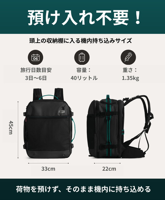 大容量なのにコンパクト軽量設計