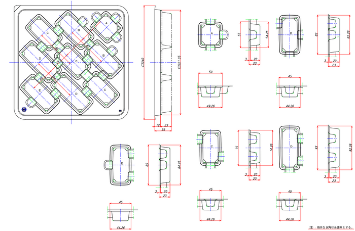 加熱寿司用トレー図面