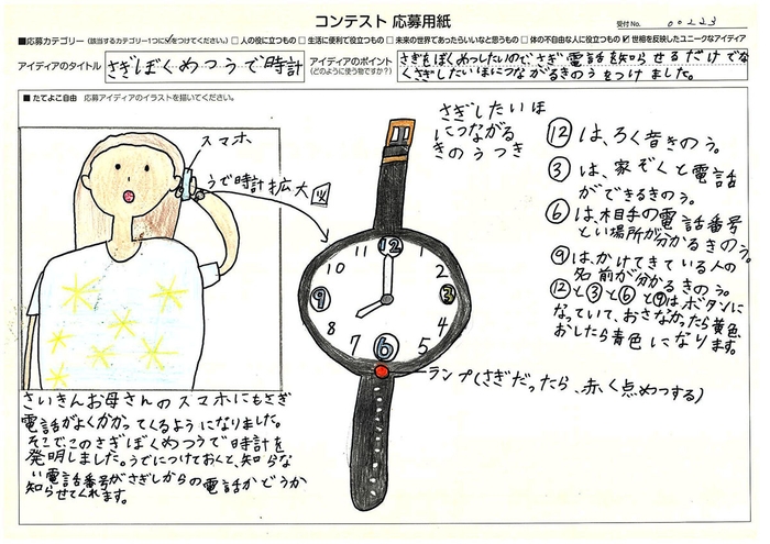 審査員特別賞 岡田 百恵さん 「さぎぼくめつうで時計」