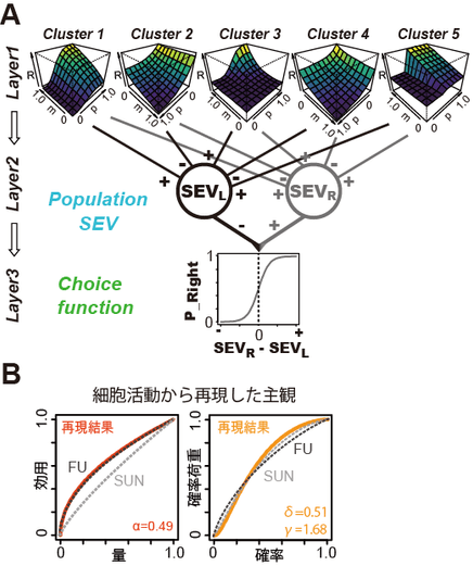 図4.サルの主観を反映する神経細胞活動からシミュレーションを行い、サルの内観を再現。