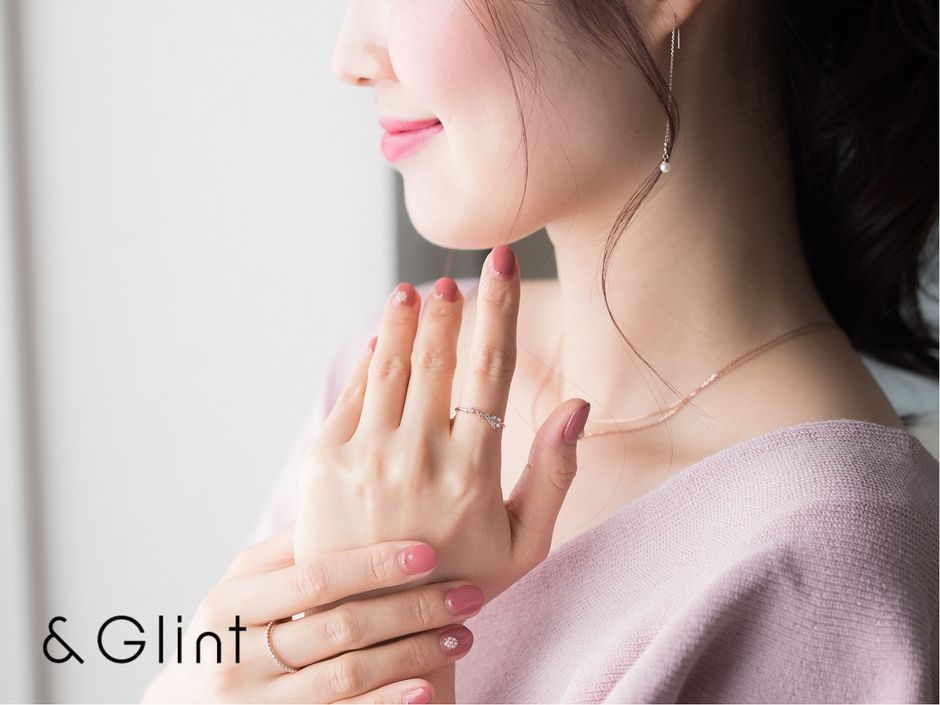 プチパールチェーンピアス＆フラワーリング