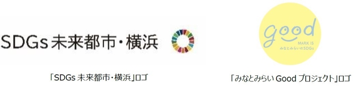 「SDGs未来都市・横浜」、「みなとみらいGoodプロジェクト」ロゴ