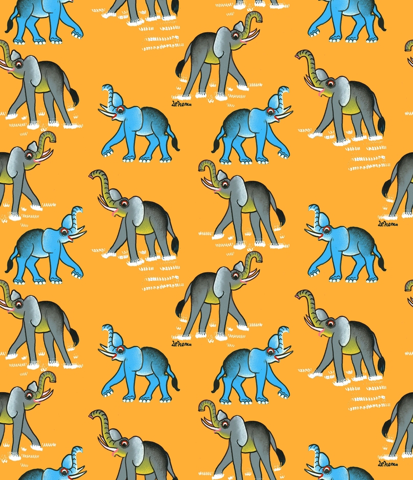 ティンガティンガ布(ゾウ)