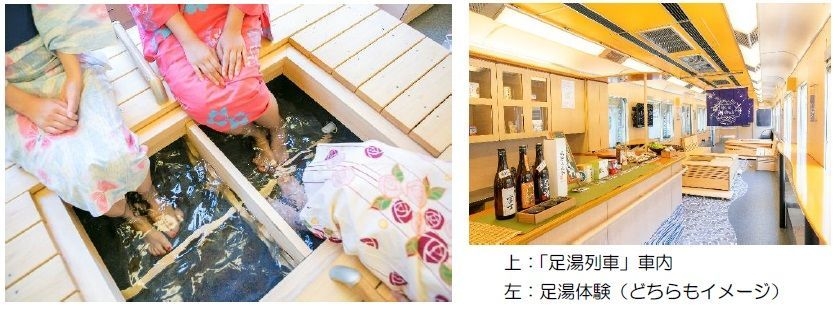 「足湯列車」車内、足湯体験(イメージ)