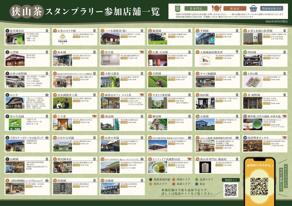 狭山茶スタンプラリー参加店舗一覧